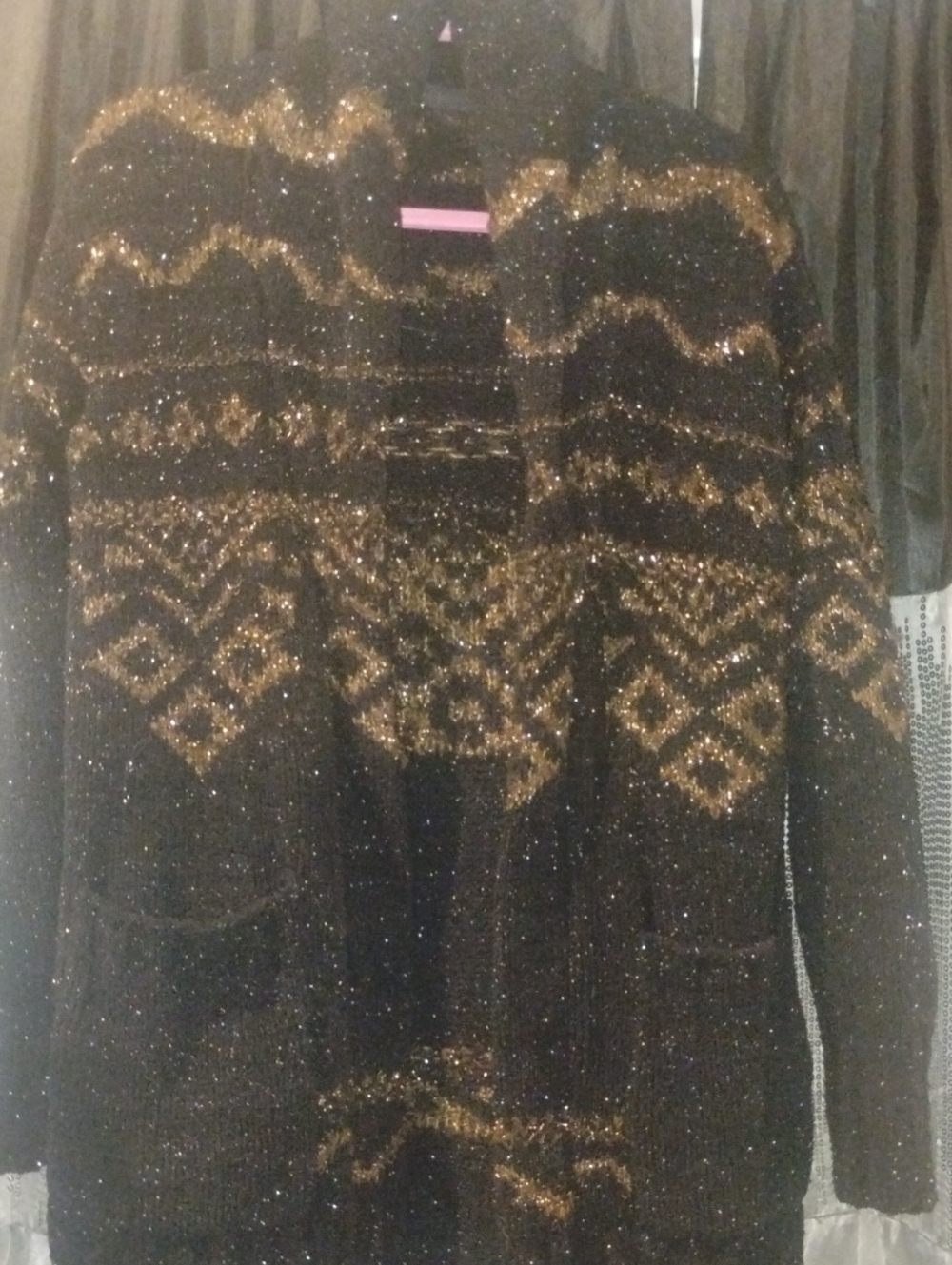 Shyanne Black and Gold Sparkle Knit Cardigan